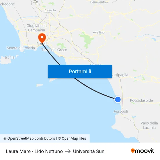 Laura Mare - Lido Nettuno to Università Sun map