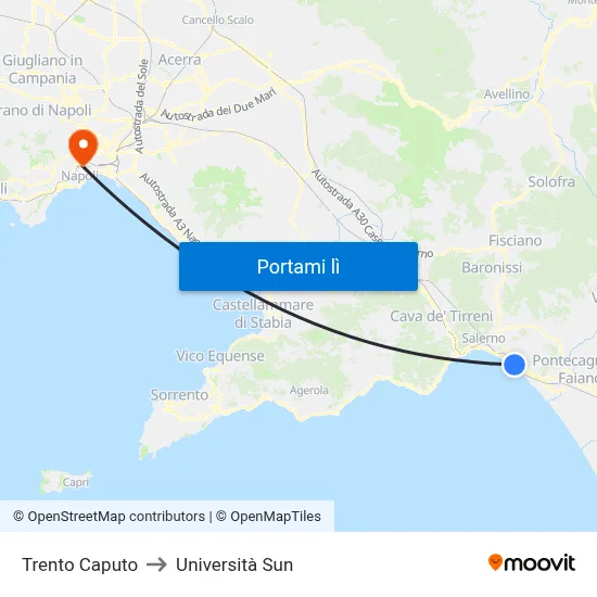 Trento Caputo to Università Sun map