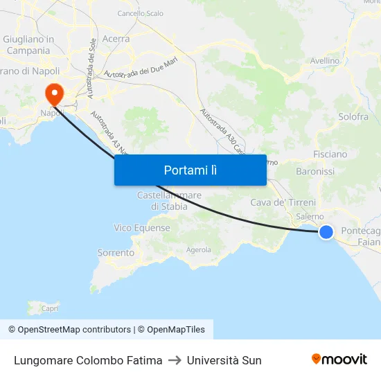 Lungomare Colombo Fatima to Università Sun map