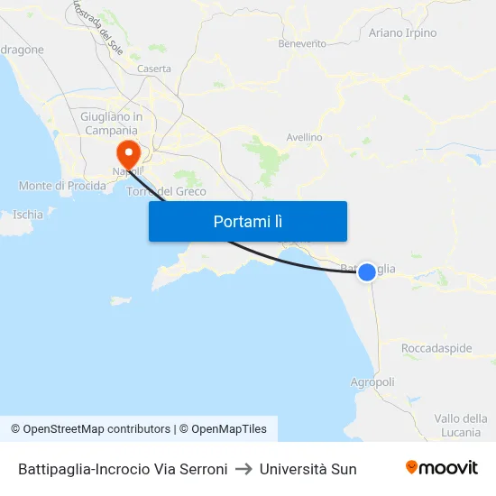 Battipaglia-Incrocio Via Serroni to Università Sun map