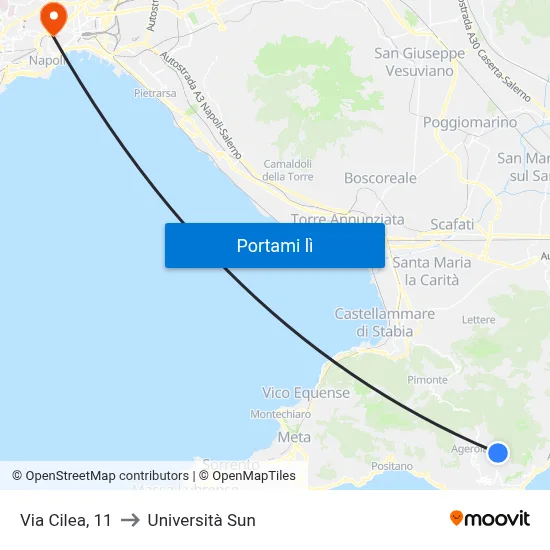 Via Cilea, 11 to Università Sun map