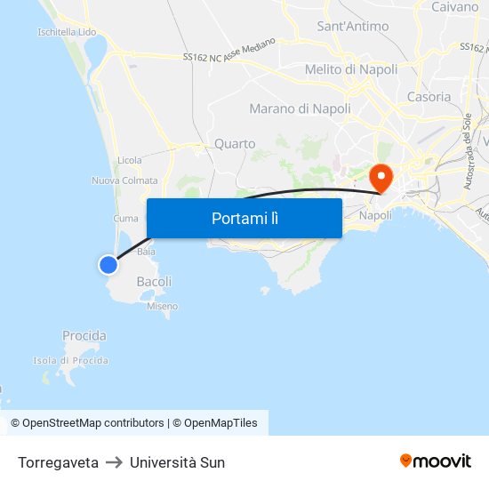 Torregaveta to Università Sun map