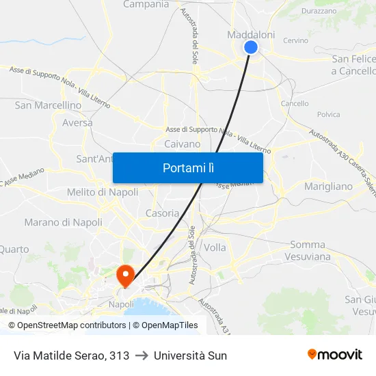 Via Matilde Serao, 313 to Università Sun map