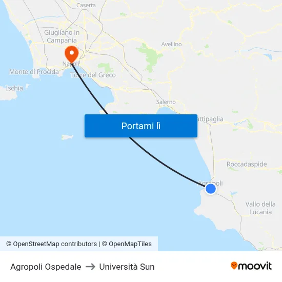 Agropoli Ospedale to Università Sun map