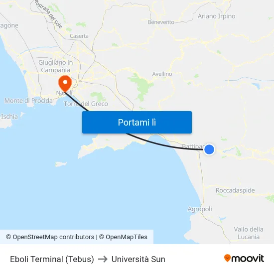 Eboli Terminal (Tebus) to Università Sun map
