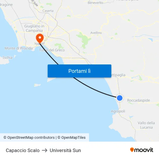 Capaccio Scalo to Università Sun map