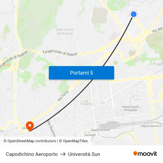 Capodichino Aeroporto to Università Sun map