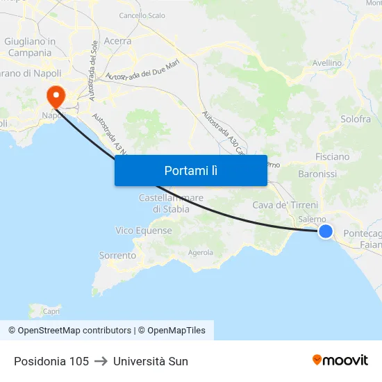 Posidonia 105 to Università Sun map