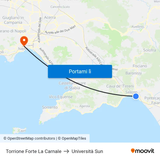 Torrione Forte La Carnale to Università Sun map