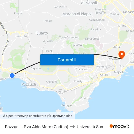 Pozzuoli - P.za Aldo Moro (Caritas) to Università Sun map