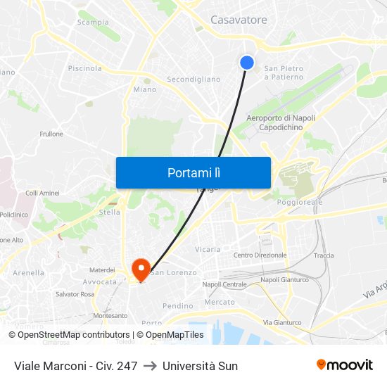 Viale Marconi - Civ. 247 to Università Sun map