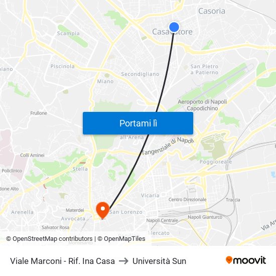 Viale Marconi - Rif. Ina Casa to Università Sun map