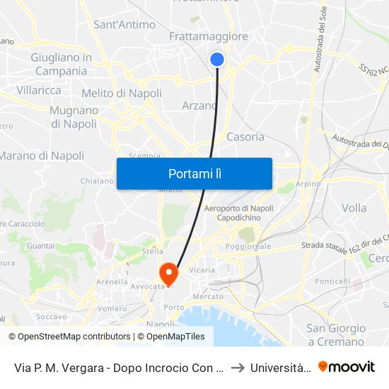 Via P. M. Vergara - Dopo Incrocio Con Via Milano to Università Sun map