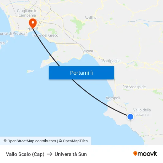 Vallo Scalo (Cap) to Università Sun map