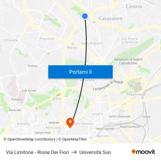 Via Limitone - Rione Dei Fiori to Università Sun map