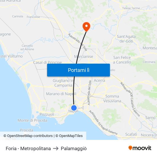 Foria - Metropolitana to Palamaggiò map