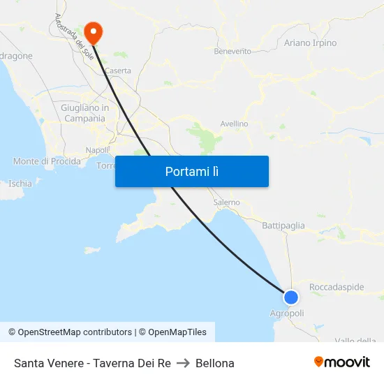 Santa Venere - Taverna Dei Re to Bellona map