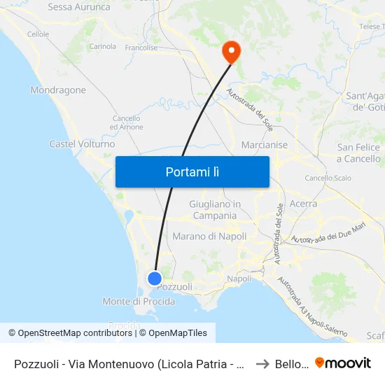 Pozzuoli - Via Montenuovo (Licola Patria - Navidad) to Bellona map