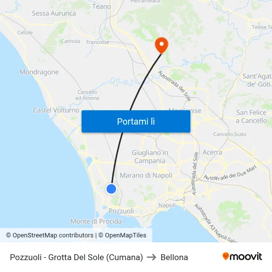Pozzuoli - Grotta Del Sole (Cumana) to Bellona map