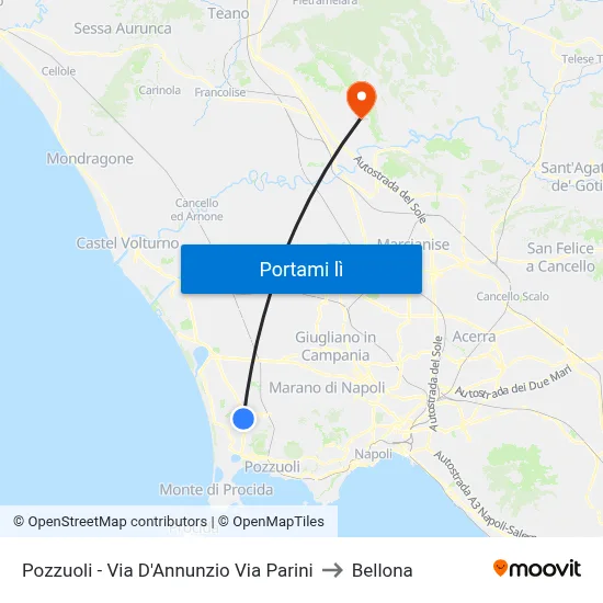 Pozzuoli  - Via D'Annunzio Via Parini to Bellona map