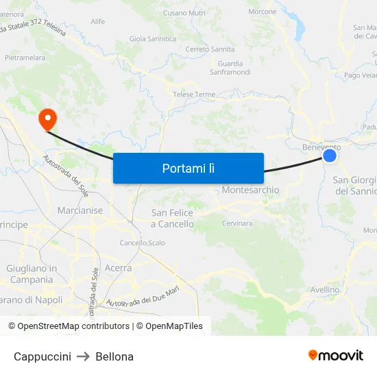 Cappuccini to Bellona map