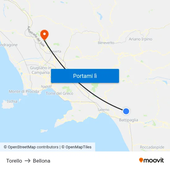Torello to Bellona map