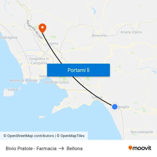 Bivio Pratole - Farmacia to Bellona map