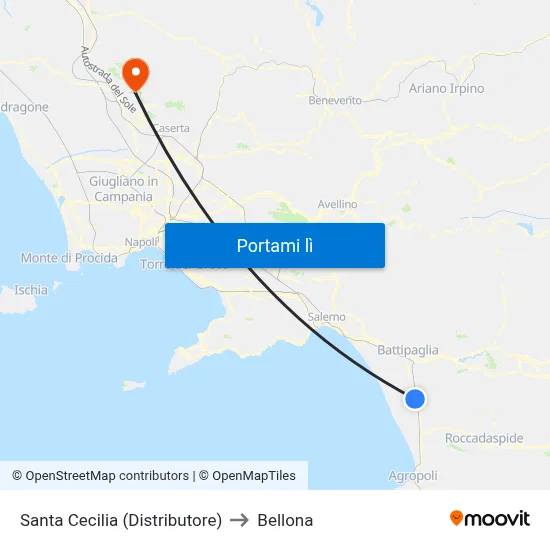 Santa Cecilia (Distributore) to Bellona map
