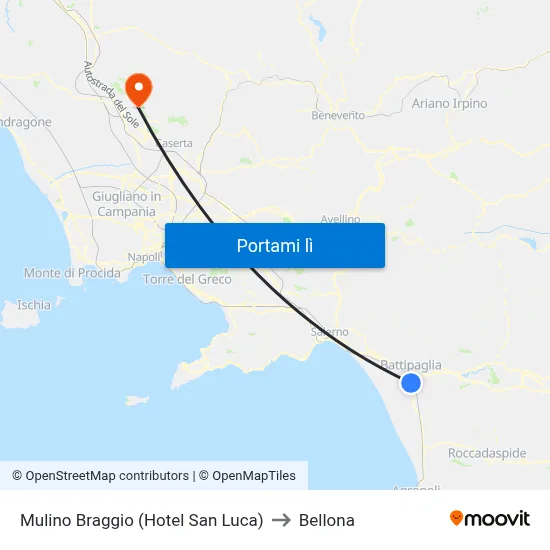 Mulino Braggio (Hotel San Luca) to Bellona map
