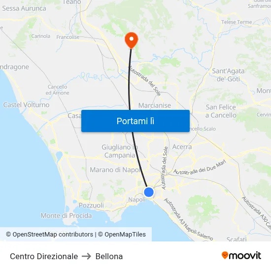 Centro Direzionale to Bellona map