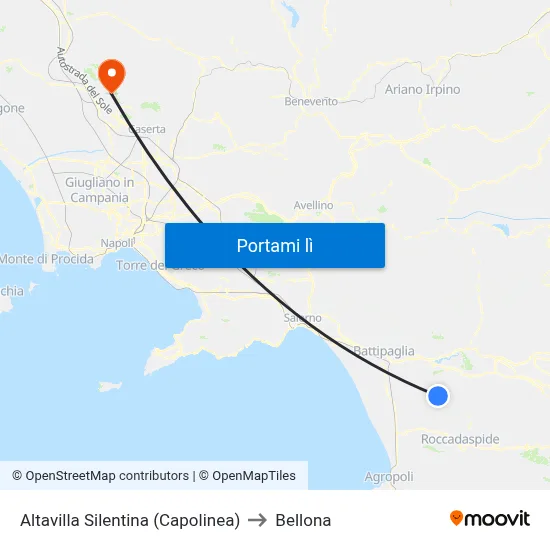 Altavilla Silentina (Capolinea) to Bellona map
