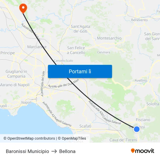 Baronissi Municipio to Bellona map