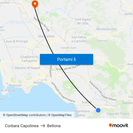 Corbara Capolinea to Bellona map