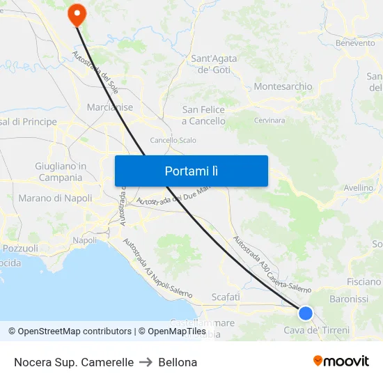 Nocera Sup. Camerelle to Bellona map