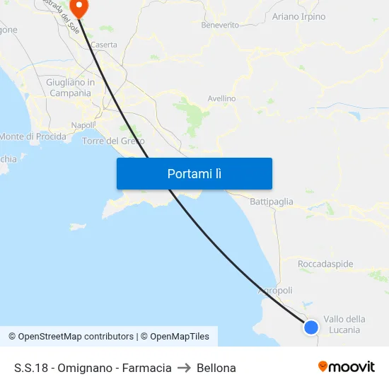 S.S.18 - Omignano - Farmacia to Bellona map