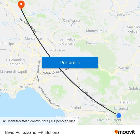 Bivio Pellezzano to Bellona map
