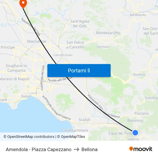 Amendola - Piazza Capezzano to Bellona map