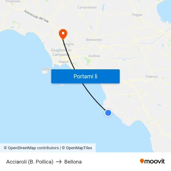 Acciaroli (B. Pollica) to Bellona map
