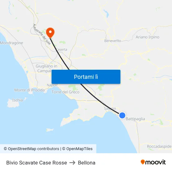 Bivio Scavate Case Rosse to Bellona map