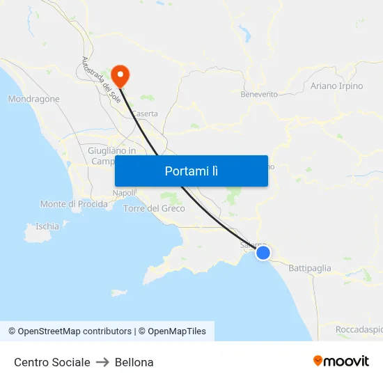 Centro Sociale to Bellona map
