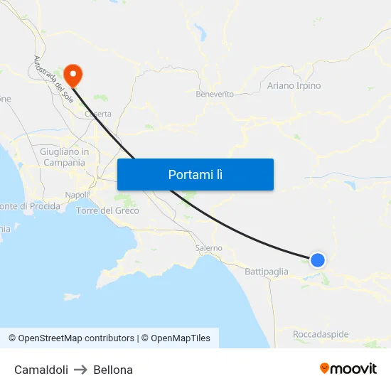 Camaldoli to Bellona map