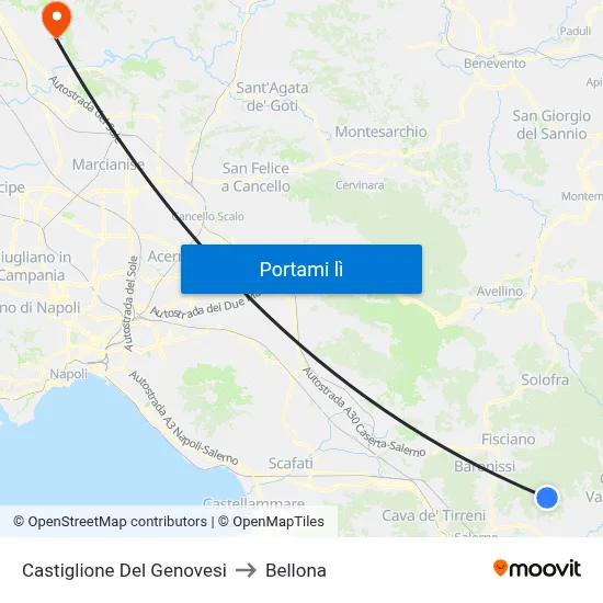 Castiglione Del Genovesi to Bellona map