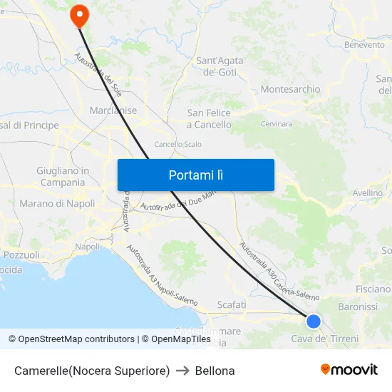 Camerelle(Nocera Superiore) to Bellona map