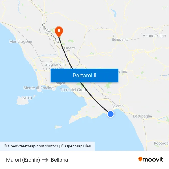 Maiori (Erchie) to Bellona map