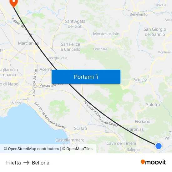Filetta to Bellona map