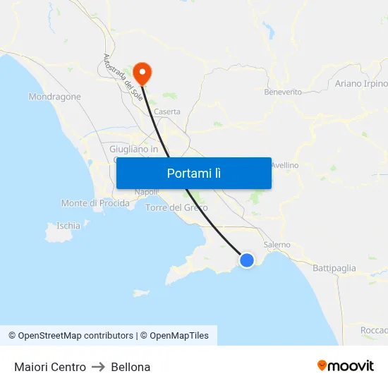 Maiori Centro to Bellona map