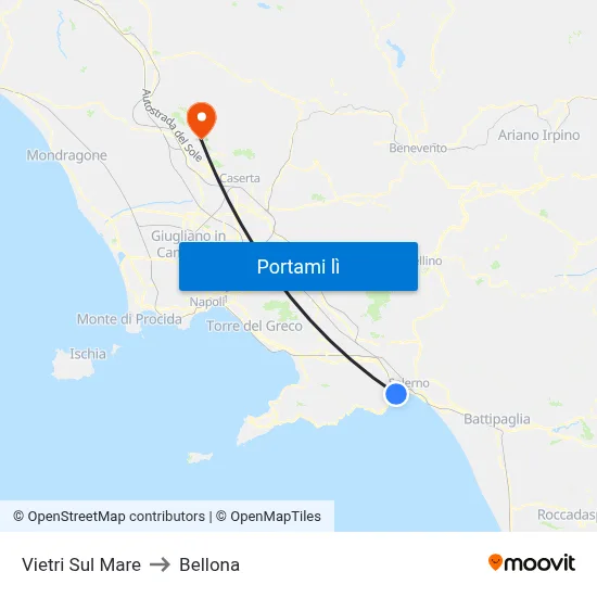 Vietri Sul Mare to Bellona map