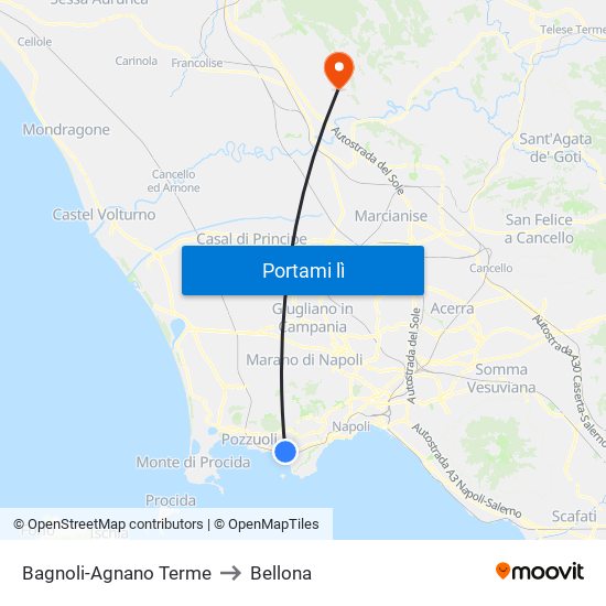 Bagnoli-Agnano Terme to Bellona map