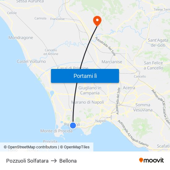 Pozzuoli Solfatara to Bellona map