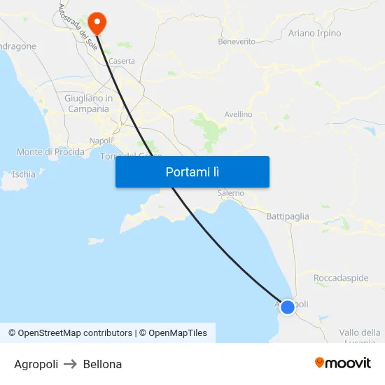 Agropoli to Bellona map